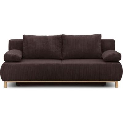 Non communiqué Banquette convertible 3 places MIKA - Velours côtelé marron foncé - Coffre de rangement - L 192 x H 84 x P 93 cm Marron - Publicité Non communiqué Banquette convertible 3 places MIKA - Velours côtelé marron foncé - Coffre de rangement - L 192 x H 84 x P 93 cm Marron - Publicité