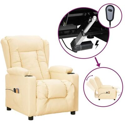 Non communiqué vidaXL Fauteuil inclinable électrique de massage Crème Similicuir Crème - Publicité Non communiqué vidaXL Fauteuil inclinable électrique de massage Crème Similicuir Crème - Publicité