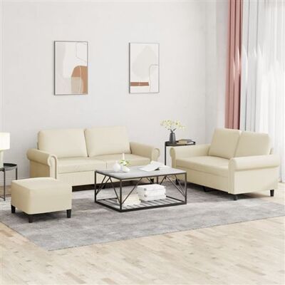 Non communiqué vidaXL 3-delige Loungeset met kussens kunstleer crÃme3202156 Crème - Publicité Non communiqué vidaXL 3-delige Loungeset met kussens kunstleer crÃme3202156 Crème - Publicité