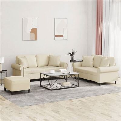 Non communiqué vidaXL 3-delige Loungeset met kussens kunstleer crÃmekleurig3202166 Crème - Publicité Non communiqué vidaXL 3-delige Loungeset met kussens kunstleer crÃmekleurig3202166 Crème - Publicité