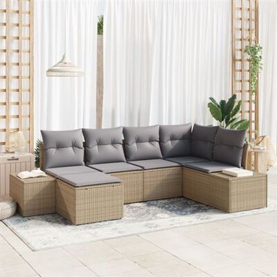 Ensemble de Canapé de Jardin Beige 6 Pièces - Mobilier d'Extérieur - Publicité Ensemble de Canapé de Jardin Beige 6 Pièces - Mobilier d'Extérieur - Publicité