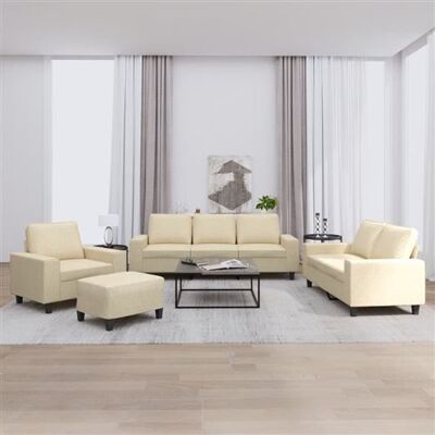 Non communiqué vidaXL 4-delige Loungeset stof crÃmekleurig3201876 Crème - Publicité Non communiqué vidaXL 4-delige Loungeset stof crÃmekleurig3201876 Crème - Publicité
