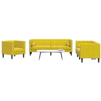 Non communiqué vidaXL Ensemble de canapé Chesterfield et traversins 3 pcs velours, canapé, siège de canapé, canapé relax, canapé confort, 3209287 Jaune - Publicité Non communiqué vidaXL Ensemble de canapé Chesterfield et traversins 3 pcs velours, canapé, siège de canapé, canapé relax, canapé confort, 3209287 Jaune - Publicité