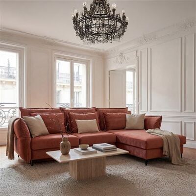 Non communiqué Canape angle fixe MAISON AUBERTIN 3 places en velours rose 165 x 303 x 101 cm Rose - Publicité Non communiqué Canape angle fixe MAISON AUBERTIN 3 places en velours rose 165 x 303 x 101 cm Rose - Publicité