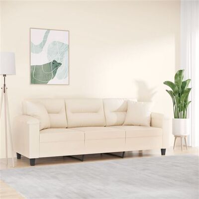 Canapé en microfibre beige 3 places vidaXL - Canapé - Publicité Canapé en microfibre beige 3 places vidaXL - Canapé - Publicité