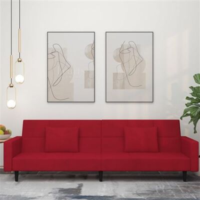 Non communiqué vidaXL Canapé-lit à 2 places et deux oreillers Rouge bordeaux Velours Rouge - Publicité Non communiqué vidaXL Canapé-lit à 2 places et deux oreillers Rouge bordeaux Velours Rouge - Publicité
