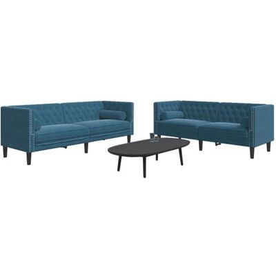 Non communiqué vidaXL 2-delige Loungeset Chesterfield met bolsters fluweel blauw3209299 Bleu - Publicité Non communiqué vidaXL 2-delige Loungeset Chesterfield met bolsters fluweel blauw3209299 Bleu - Publicité