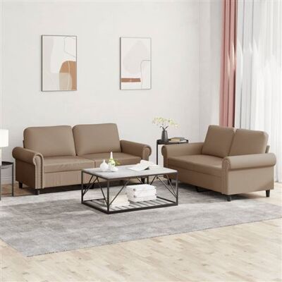 Non communiqué vidaXL Ensemble de canapés 2 pcs avec coussins Cappuccino Similicuir3202154 Marron - Publicité Non communiqué vidaXL Ensemble de canapés 2 pcs avec coussins Cappuccino Similicuir3202154 Marron - Publicité