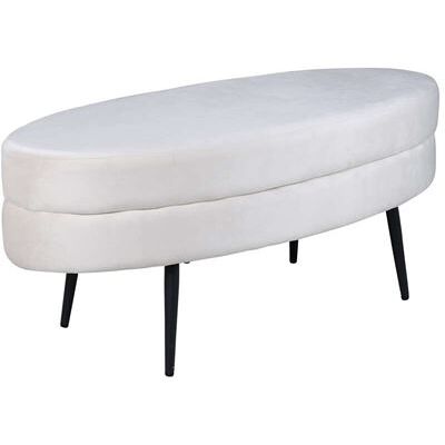 Ottoman Otto de Venture Home en Velours Blanc Cru - Product Type - Publicité Ottoman Otto de Venture Home en Velours Blanc Cru - Product Type - Publicité