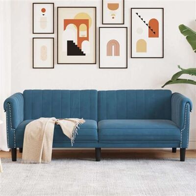 Non communiqué Canape droit vidaxl 3 places en velours bleu 77 x 203 x 74 cm Bleu - Publicité Non communiqué Canape droit vidaxl 3 places en velours bleu 77 x 203 x 74 cm Bleu - Publicité
