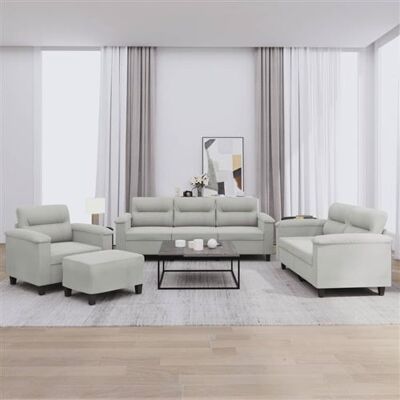 Ensemble de Canapés 4 Pièces Microfibre Gris Clair Vidaxl - Publicité Ensemble de Canapés 4 Pièces Microfibre Gris Clair Vidaxl - Publicité