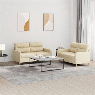 Non communiqué Ensemble de canapés 2 pcs avec coussins Crème Tissu Crème - Publicité Non communiqué Ensemble de canapés 2 pcs avec coussins Crème Tissu Crème - Publicité