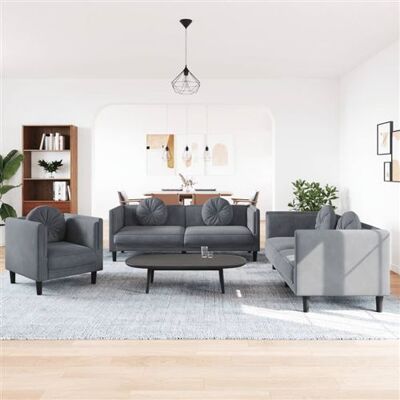 Non communiqué vidaXL 3-delige Loungeset met kussens fluweel donkergrijs3209248 Gris - Publicité Non communiqué vidaXL 3-delige Loungeset met kussens fluweel donkergrijs3209248 Gris - Publicité