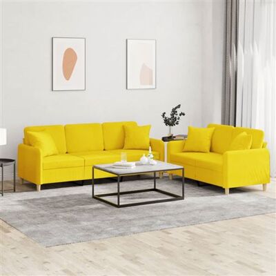 Non communiqué vidaXL 2-delige Loungeset met kussens stof lichtgeel3202139 Jaune - Publicité Non communiqué vidaXL 2-delige Loungeset met kussens stof lichtgeel3202139 Jaune - Publicité