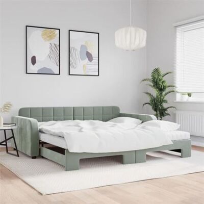 Non communiqué vidaXL Lit de jour et gigogne et matelas gris clair 100x200 cm velours 3196960 Gris - Publicité Non communiqué vidaXL Lit de jour et gigogne et matelas gris clair 100x200 cm velours 3196960 Gris - Publicité
