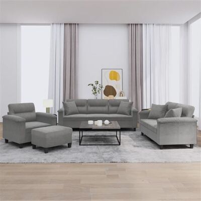 Ensemble Canapé Microfibre Gris Foncé vidaXL - Publicité Ensemble Canapé Microfibre Gris Foncé vidaXL - Publicité