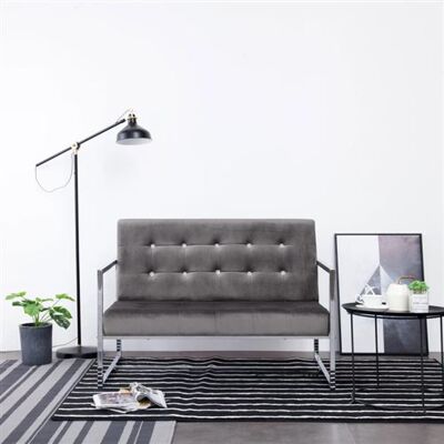 Non communiqué vidaXL Canapé 2 places avec accoudoirs Gris foncé Chrome et velours Gris - Publicité Non communiqué vidaXL Canapé 2 places avec accoudoirs Gris foncé Chrome et velours Gris - Publicité