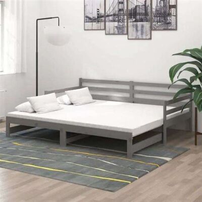 Non communiqué vidaXL Lit coulissant 2x(90x200) cm Gris Bois de pin massif Gris - Publicité Non communiqué vidaXL Lit coulissant 2x(90x200) cm Gris Bois de pin massif Gris - Publicité