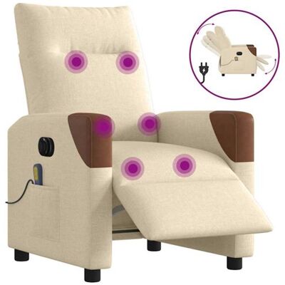 Non communiqué vidaXL Fauteuil de massage, relaxation électrique réglable tissu crème Crème - Publicité Non communiqué vidaXL Fauteuil de massage, relaxation électrique réglable tissu crème Crème - Publicité