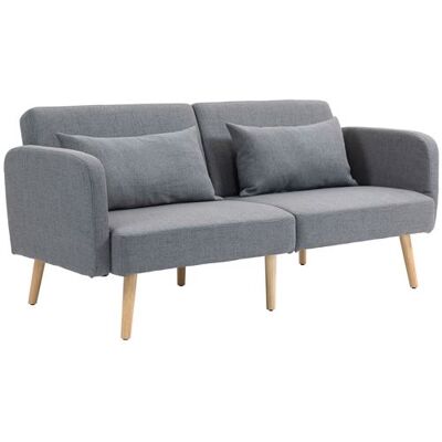 Non communiqué Canapé convertible 3 places design scandinave - dossier inclinable, accoudoirs réglables - 2 coussins déco - tissu gris Gris - Publicité Non communiqué Canapé convertible 3 places design scandinave - dossier inclinable, accoudoirs réglables - 2 coussins déco - tissu gris Gris - Publicité