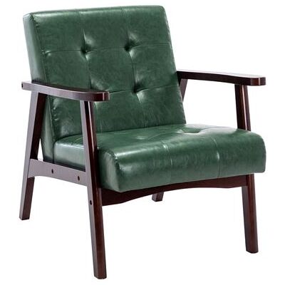 Non communiqué Fauteuil en bois au design scandinave et cuir - L 67 x L 76 x H 76 cm - Vert Vert - Publicité Non communiqué Fauteuil en bois au design scandinave et cuir - L 67 x L 76 x H 76 cm - Vert Vert - Publicité