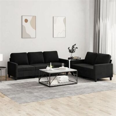 Non communiqué vidaXL Ensemble de canapés 2 pcs avec coussins Noir Velours Noir - Publicité Non communiqué vidaXL Ensemble de canapés 2 pcs avec coussins Noir Velours Noir - Publicité
