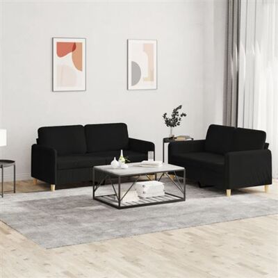 Non communiqué vidaXL Ensemble de canapés 2 pcs avec coussins Noir Tissu Noir - Publicité Non communiqué vidaXL Ensemble de canapés 2 pcs avec coussins Noir Tissu Noir - Publicité