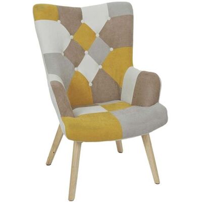 Non communiqué The Home Deco Factory - Fauteuil en tissu patchwork pieds en bois brut Alta jaune Jaune - Publicité Non communiqué The Home Deco Factory - Fauteuil en tissu patchwork pieds en bois brut Alta jaune Jaune - Publicité