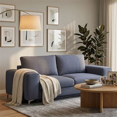 Non communiqué Canape droit MAISON AUBERTIN 3 places en tissu bleu 105 x 256 x 91 cm Bleu - Publicité Non communiqué Canape droit MAISON AUBERTIN 3 places en tissu bleu 105 x 256 x 91 cm Bleu - Publicité