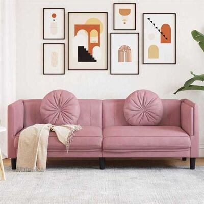 Non communiqué Canape droit vidaxl 3 places en velours rose 77 x 193.5 x 70 cm Rose - Publicité Non communiqué Canape droit vidaxl 3 places en velours rose 77 x 193.5 x 70 cm Rose - Publicité