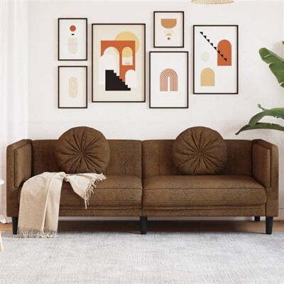 Non communiqué Canape droit en.casa 3 places en simili-cuir marron 77 x 193.5 x 70 cm Marron - Publicité Non communiqué Canape droit en.casa 3 places en simili-cuir marron 77 x 193.5 x 70 cm Marron - Publicité