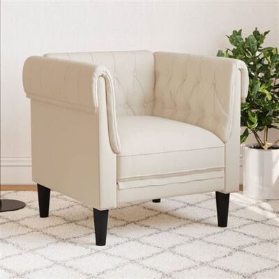 Non communiqué vidaXL Fauteuil Chesterfield crème tissu Crème - Publicité Non communiqué vidaXL Fauteuil Chesterfield crème tissu Crème - Publicité