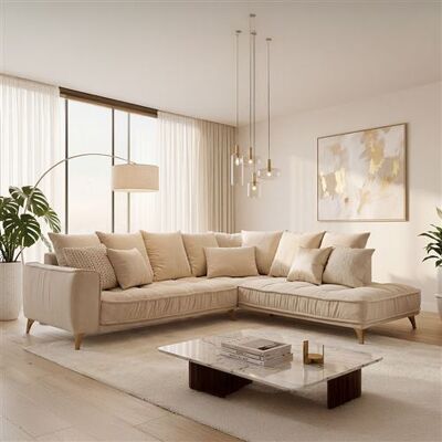 Non communiqué Canapé angle droit Altamo en tissu beige - 4 places Beige - Publicité Non communiqué Canapé angle droit Altamo en tissu beige - 4 places Beige - Publicité