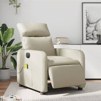 Non communiqué vidaXL Fauteuil de massage, relaxation électrique similicuir crème Beige - Publicité Non communiqué vidaXL Fauteuil de massage, relaxation électrique similicuir crème Beige - Publicité