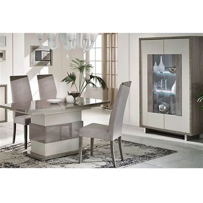 Non communiqué Pack Séjour Table Allongeable + Vitrine 2 Portes Led Gris Metallisé et Mat - AUXANE - ALTOBUY Gris - Publicité Non communiqué Pack Séjour Table Allongeable + Vitrine 2 Portes Led Gris Metallisé et Mat - AUXANE - ALTOBUY Gris - Publicité
