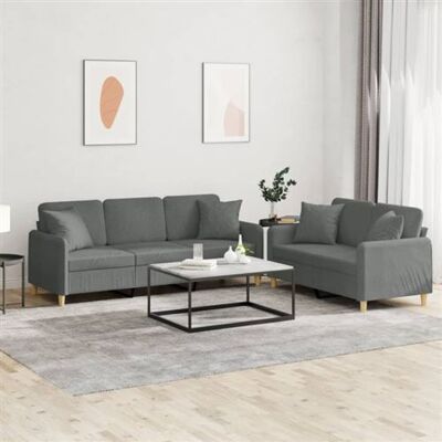Non communiqué vidaXL Ensemble de canapés 2 pcs coussins gris foncé tissu Gris foncé - Publicité Non communiqué vidaXL Ensemble de canapés 2 pcs coussins gris foncé tissu Gris foncé - Publicité