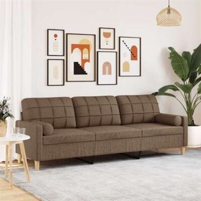 Canapé 3 places en tissu marron VidaXL - Mobilier de salon - Publicité Canapé 3 places en tissu marron VidaXL - Mobilier de salon - Publicité