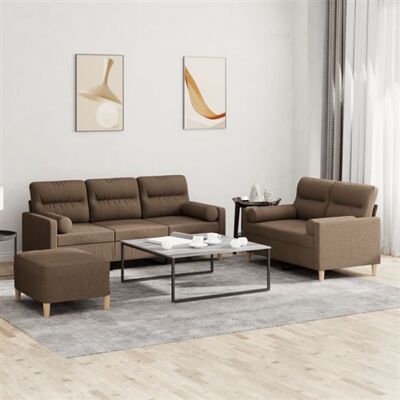 Non communiqué Ensemble de canapés 3 pcs avec coussins marron tissu Marron - Publicité Non communiqué Ensemble de canapés 3 pcs avec coussins marron tissu Marron - Publicité