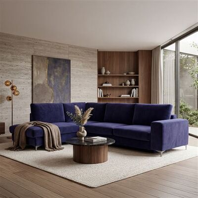 Non communiqué Canape angle fixe MAISON AUBERTIN 3 places en velours bleu 223 x 302 x 91 cm Bleu - Publicité Non communiqué Canape angle fixe MAISON AUBERTIN 3 places en velours bleu 223 x 302 x 91 cm Bleu - Publicité