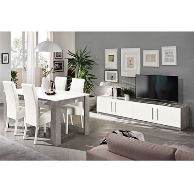 Non communiqué Ensemble Salon Séjour Blanc et Marbre Meuble TV + Table 190cm - CLARK - ALTOBUY Blanc - Publicité Non communiqué Ensemble Salon Séjour Blanc et Marbre Meuble TV + Table 190cm - CLARK - ALTOBUY Blanc - Publicité