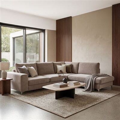 Non communiqué Canapé angle droit Fiesole en velours beige - 4 places Beige - Publicité Non communiqué Canapé angle droit Fiesole en velours beige - 4 places Beige - Publicité