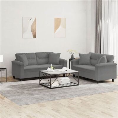 Non communiqué vidaXL Ensemble de canapés 2 pcs coussins Gris foncé Tissu microfibre Gris foncé - Publicité Non communiqué vidaXL Ensemble de canapés 2 pcs coussins Gris foncé Tissu microfibre Gris foncé - Publicité
