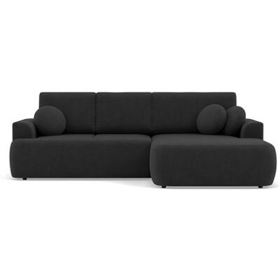 Non communiqué Candela - canapé d'angle droit 4 places - convertible avec coffre - en tissu bouclette - Noir Noir - Publicité Non communiqué Candela - canapé d'angle droit 4 places - convertible avec coffre - en tissu bouclette - Noir Noir - Publicité