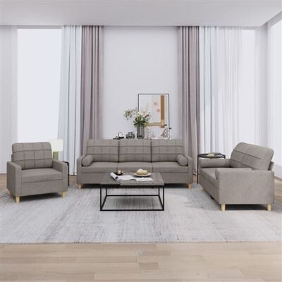 Non communiqué vidaXL Ensemble de canapés 3 pcs avec coussins taupe tissu3201265 Taupe - Publicité Non communiqué vidaXL Ensemble de canapés 3 pcs avec coussins taupe tissu3201265 Taupe - Publicité