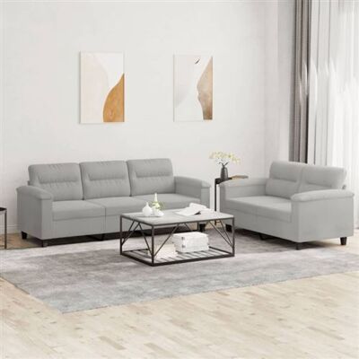 Non communiqué Ensemble de canapés 2 pcs coussins gris clair tissu microfibre Gris clair - Publicité Non communiqué Ensemble de canapés 2 pcs coussins gris clair tissu microfibre Gris clair - Publicité