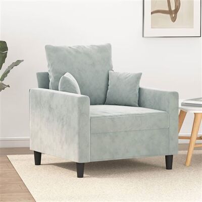 vidaXL Fauteuil - Velours Gris Clair - Fauteuil - Publicité vidaXL Fauteuil - Velours Gris Clair - Fauteuil - Publicité