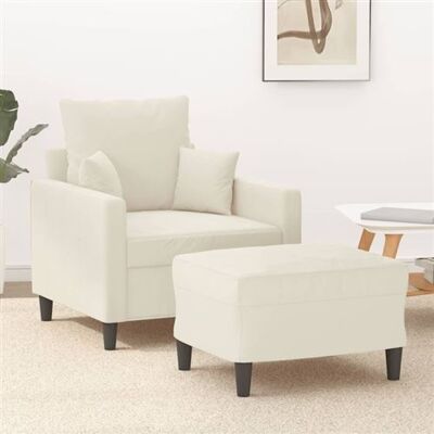 vidaXL Fauteuil avec repose-pieds - Velours crème - 60cm - Publicité vidaXL Fauteuil avec repose-pieds - Velours crème - 60cm - Publicité