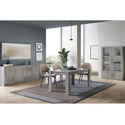 Non communiqué Ensemble Séjour Complet Effet Marbre Table 190cm + Buffet + Vitrine avec Leds - CLARK - ALTOBUY Gris - Publicité Non communiqué Ensemble Séjour Complet Effet Marbre Table 190cm + Buffet + Vitrine avec Leds - CLARK - ALTOBUY Gris - Publicité