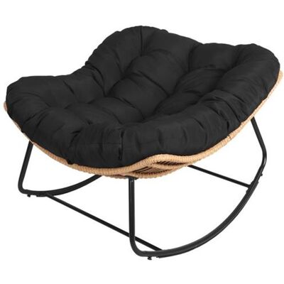 Non communiqué Fauteuil à bascule en rotin synthétique avec coussin noir CINTA Noir - Publicité Non communiqué Fauteuil à bascule en rotin synthétique avec coussin noir CINTA Noir - Publicité