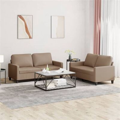 Non communiqué Ensemble de canapés 2 pcs avec coussins Cappuccino Similicuir Multicolore - Publicité Non communiqué Ensemble de canapés 2 pcs avec coussins Cappuccino Similicuir Multicolore - Publicité